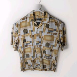 Mench Platinum shirt Men's Gold/White Multicolor XL Button Down 90's retro club